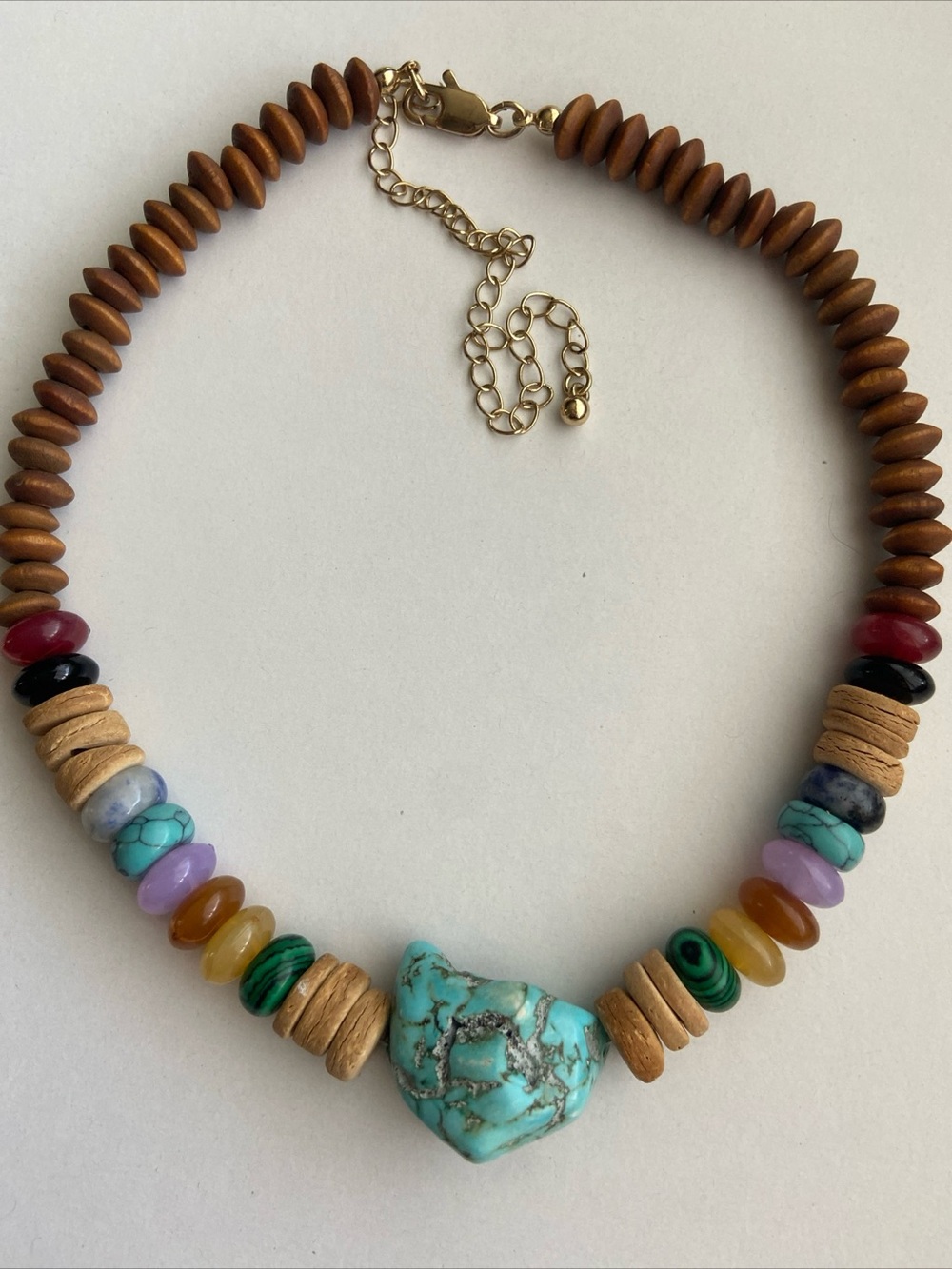 Free People Multicolor Beaded Necklace with Turquoise Heart